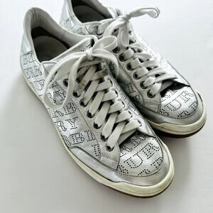 Burberry Silver Sneaker Size 40 Fashion Trainer Perforated Logo Rubber Soles